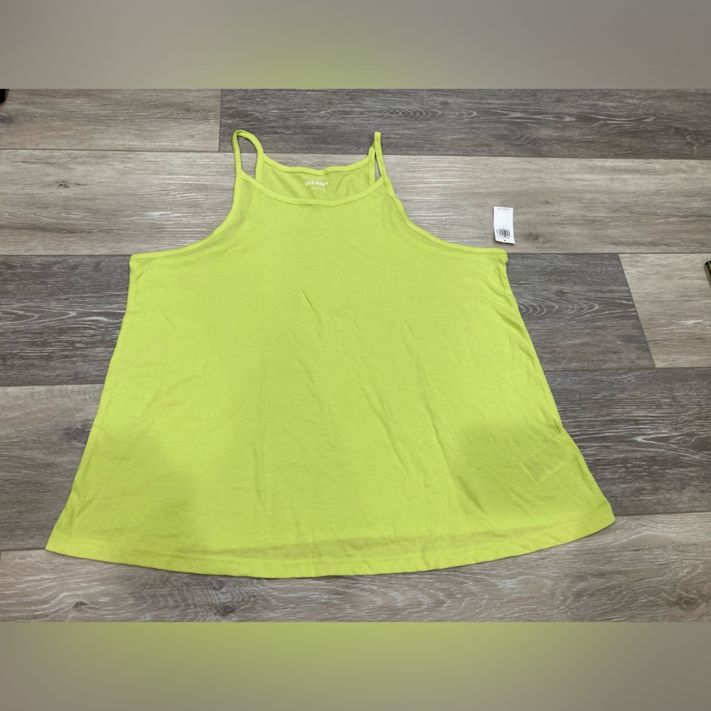 Old Navy Spaghetti Strap Shirt Bundle Lot- Cream and Neon Green Large Cotton - Picture 2 of 10